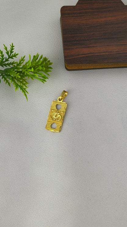 OM rectangle shape, Gold Plated Pendant.