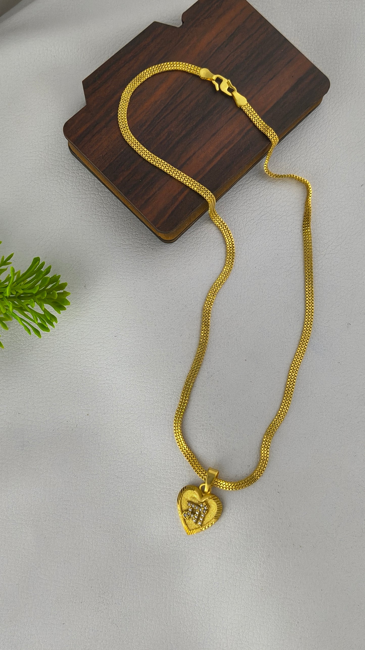 Gold Plated 3Line Chain With Maa Heart Pendent Combo Set