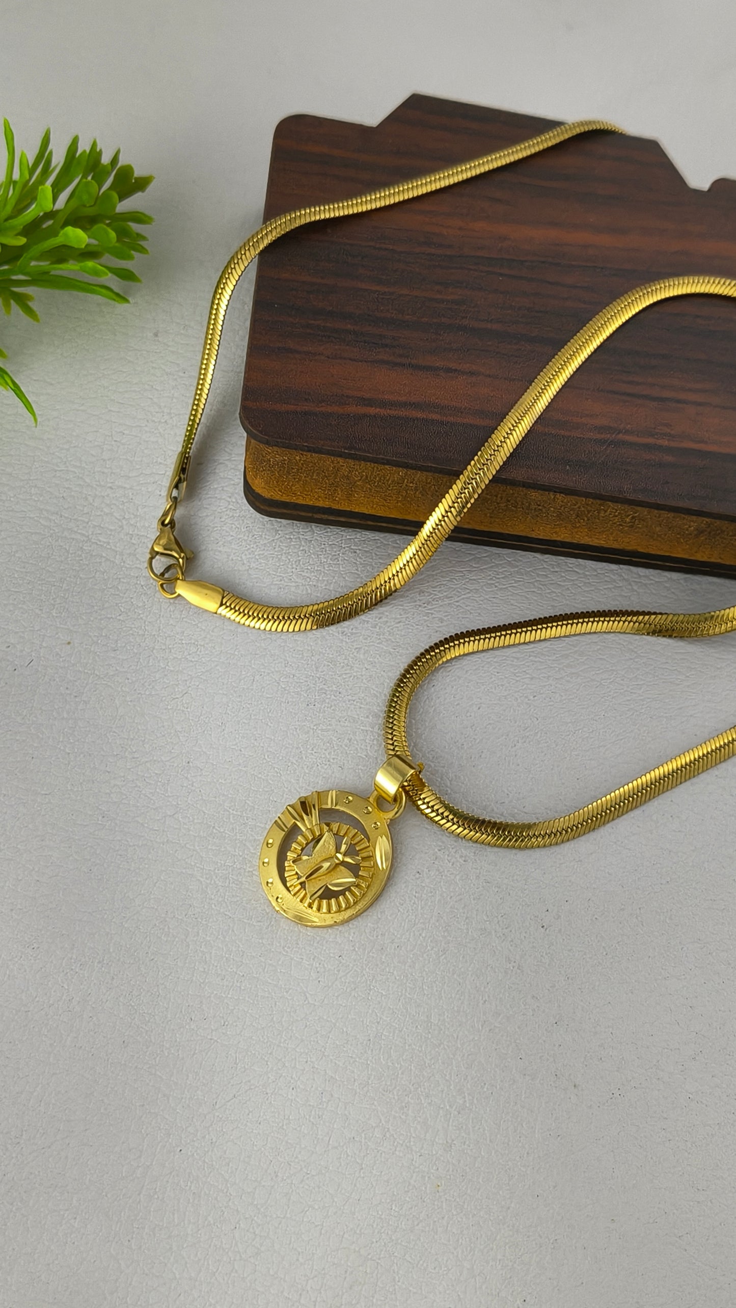 Gold Plated Primium butterfly pendant with Gold-plated Classic Snake Chain Combo Set