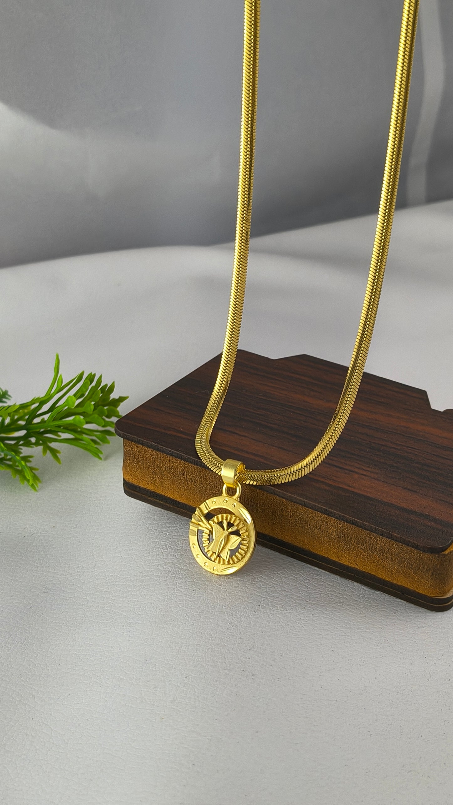 Gold Plated Primium butterfly pendant with Gold-plated Classic Snake Chain Combo Set