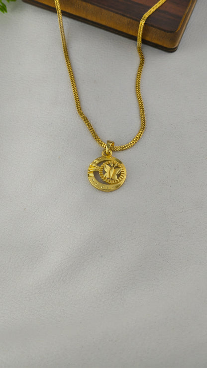 Gold-plated Primium 3Line Chain with Butterfly Pendant Combo Set