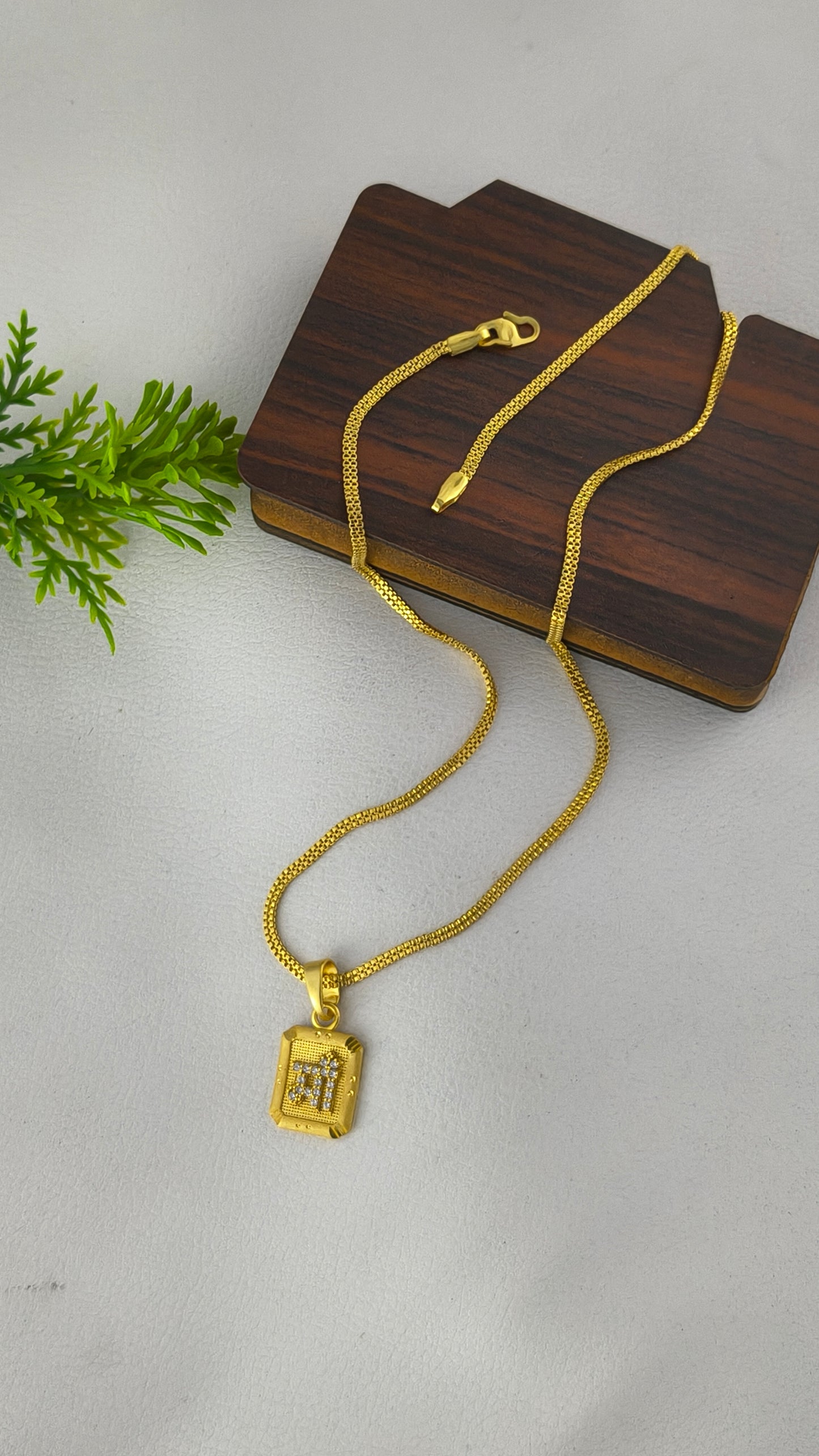 Gold Plated Maa Pendant with 2Line Gold Plated Chain Combo Set
