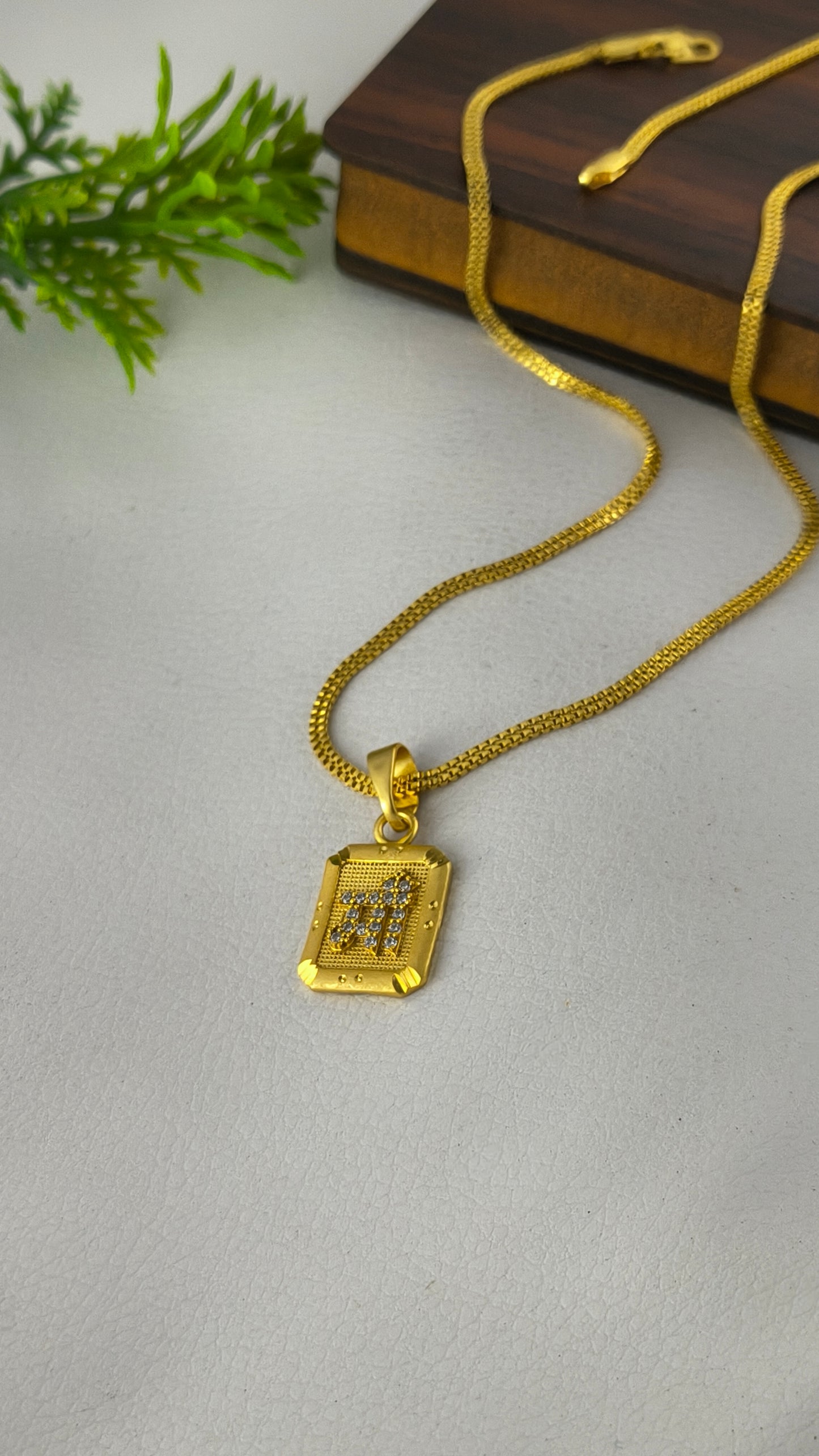 Gold Plated Maa Pendant with 2Line Gold Plated Chain Combo Set