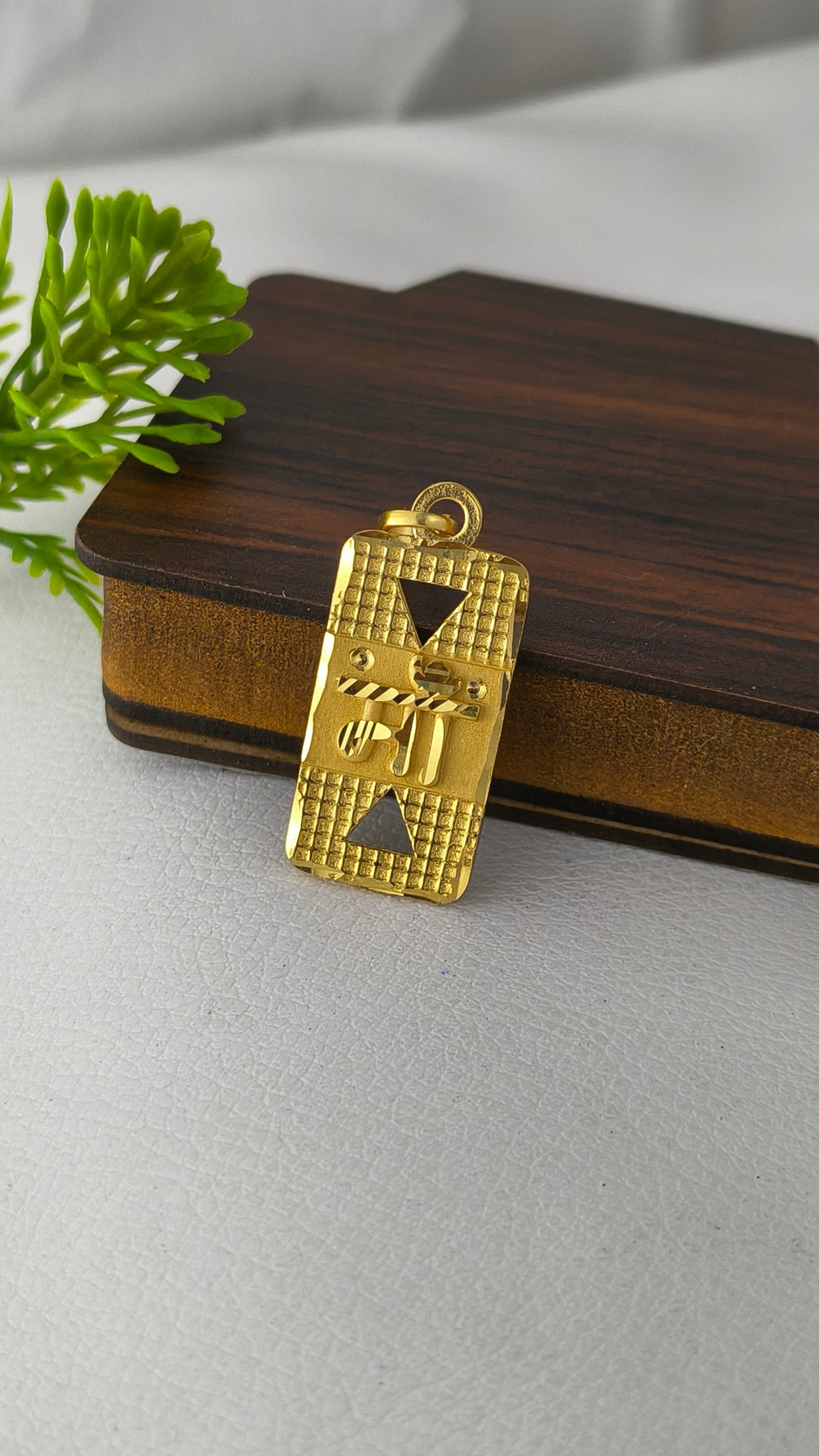 High Gold Plated Rectangle Maa pendant.