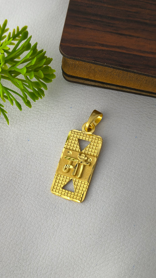 High Gold Plated Rectangle Maa pendant.