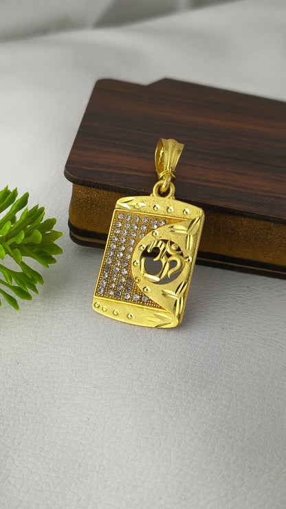 Gold Plated OM Diamond Pendant.