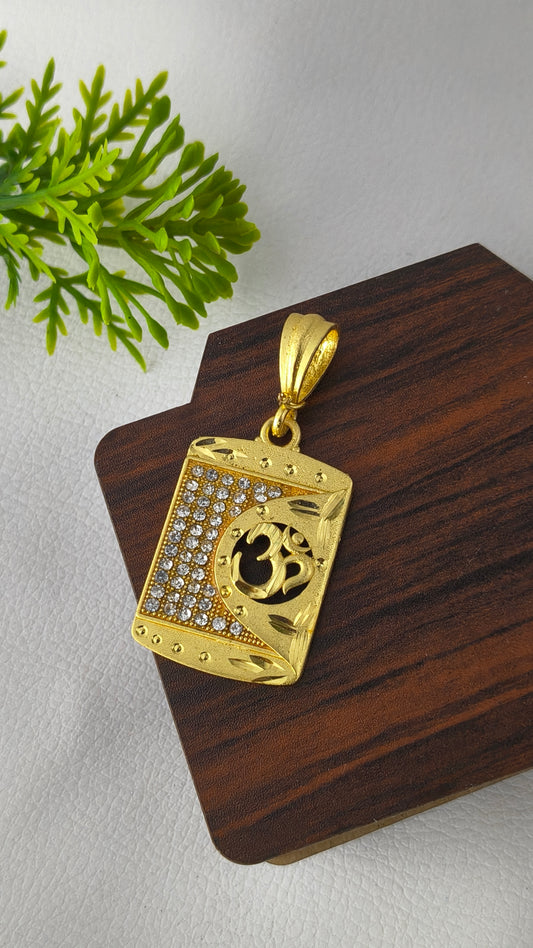 Gold Plated OM Diamond Pendant.