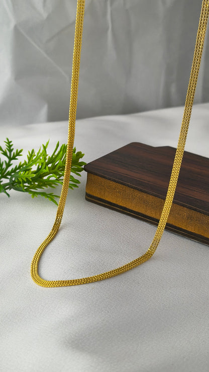 Gold Plated Trending Design Partywear 3Line Chain.