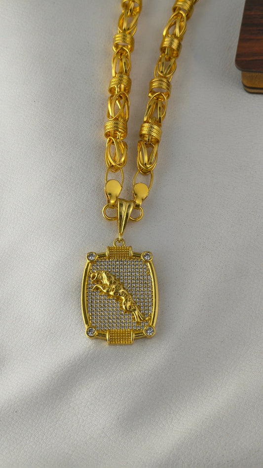 Gold-plated Jaguar Pendant with heavy chain Combo Set.