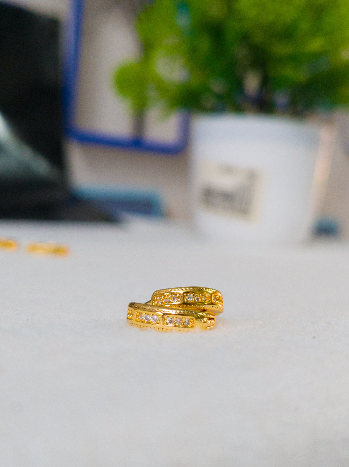 Gold Plated Elegant Latest Fashion Diamond Hoop Earrings