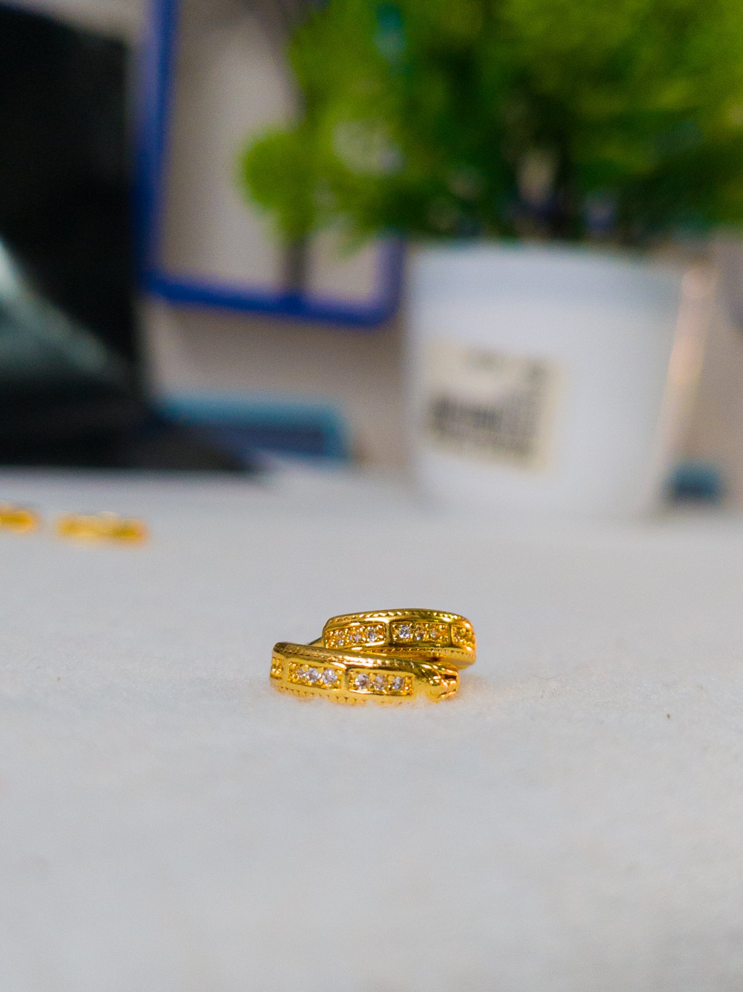 Gold Plated Elegant Latest Fashion Diamond Hoop Earrings