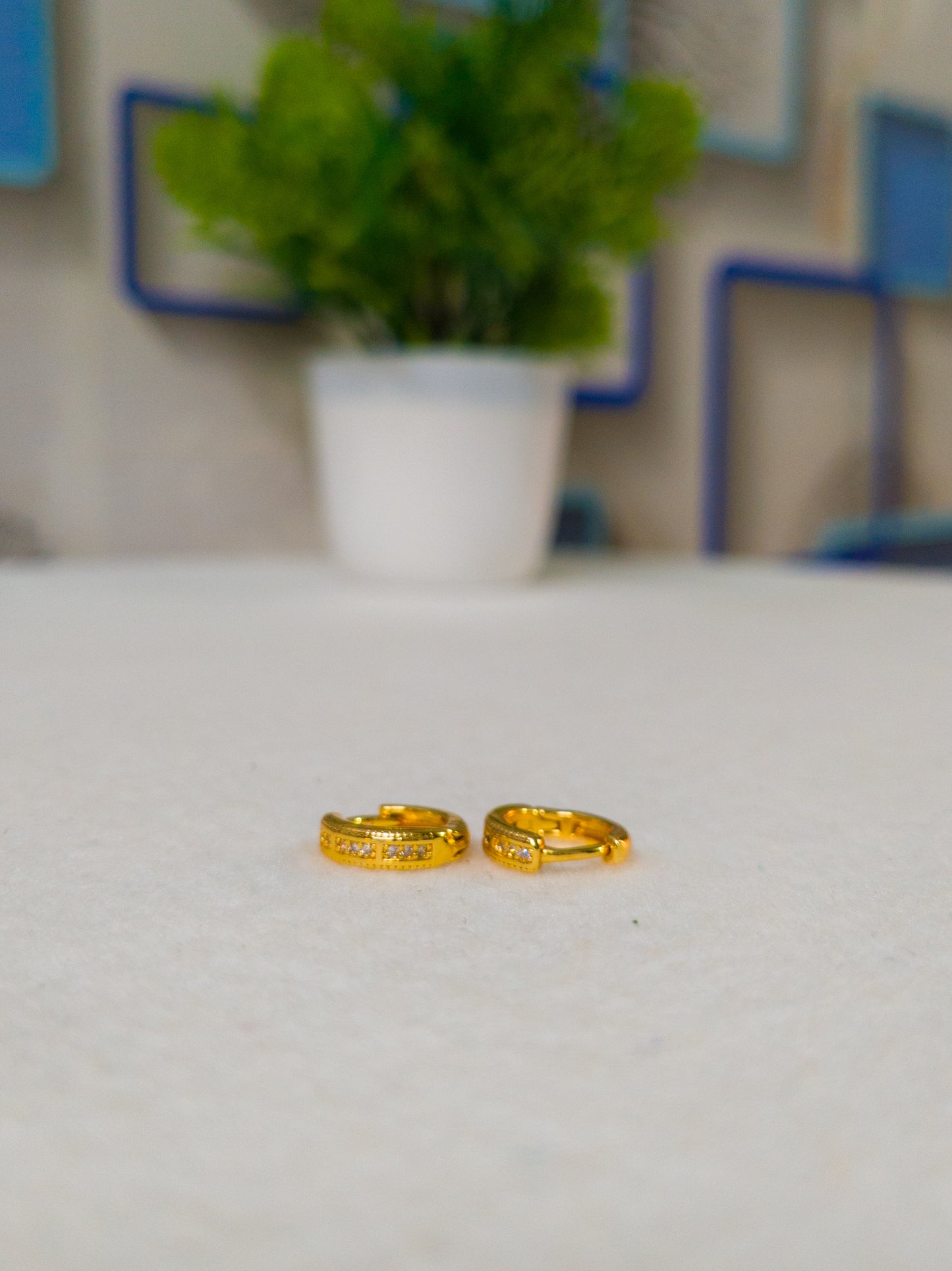 Gold Plated Elegant Latest Fashion Diamond Hoop Earrings