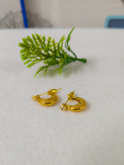 Gold Plated American Diamond Hoop Earrings