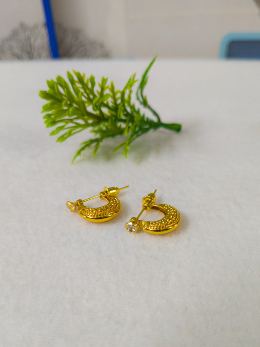 Gold Plated American Diamond Hoop Earrings