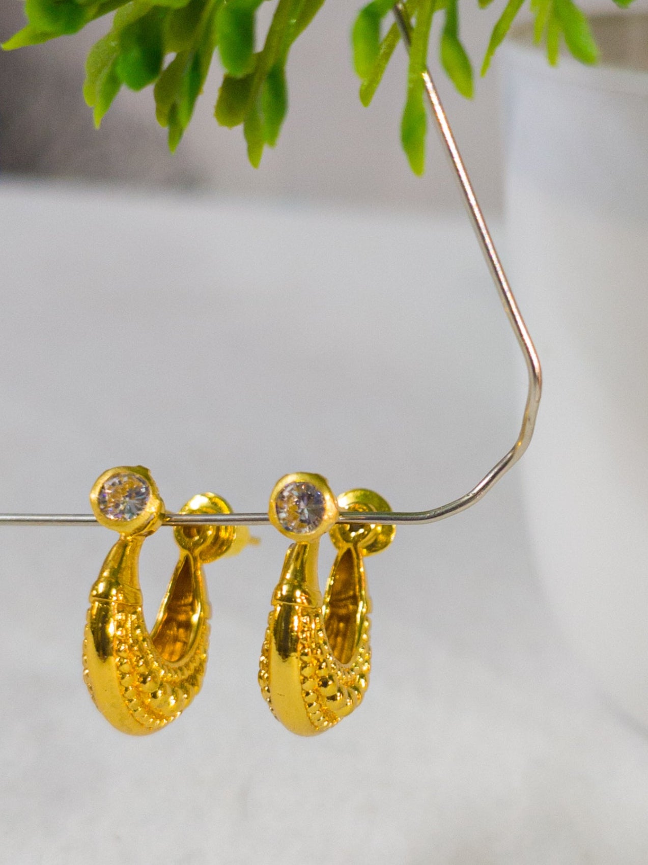 Gold Plated American Diamond Hoop Earrings