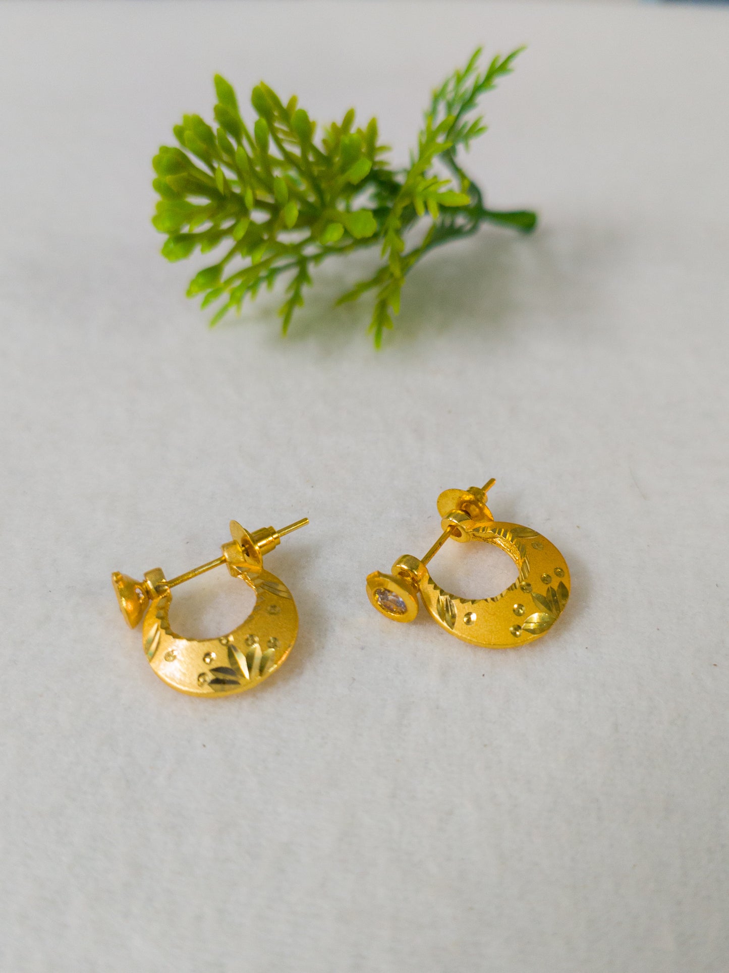 gold-plated crescent moon stud earrings for men