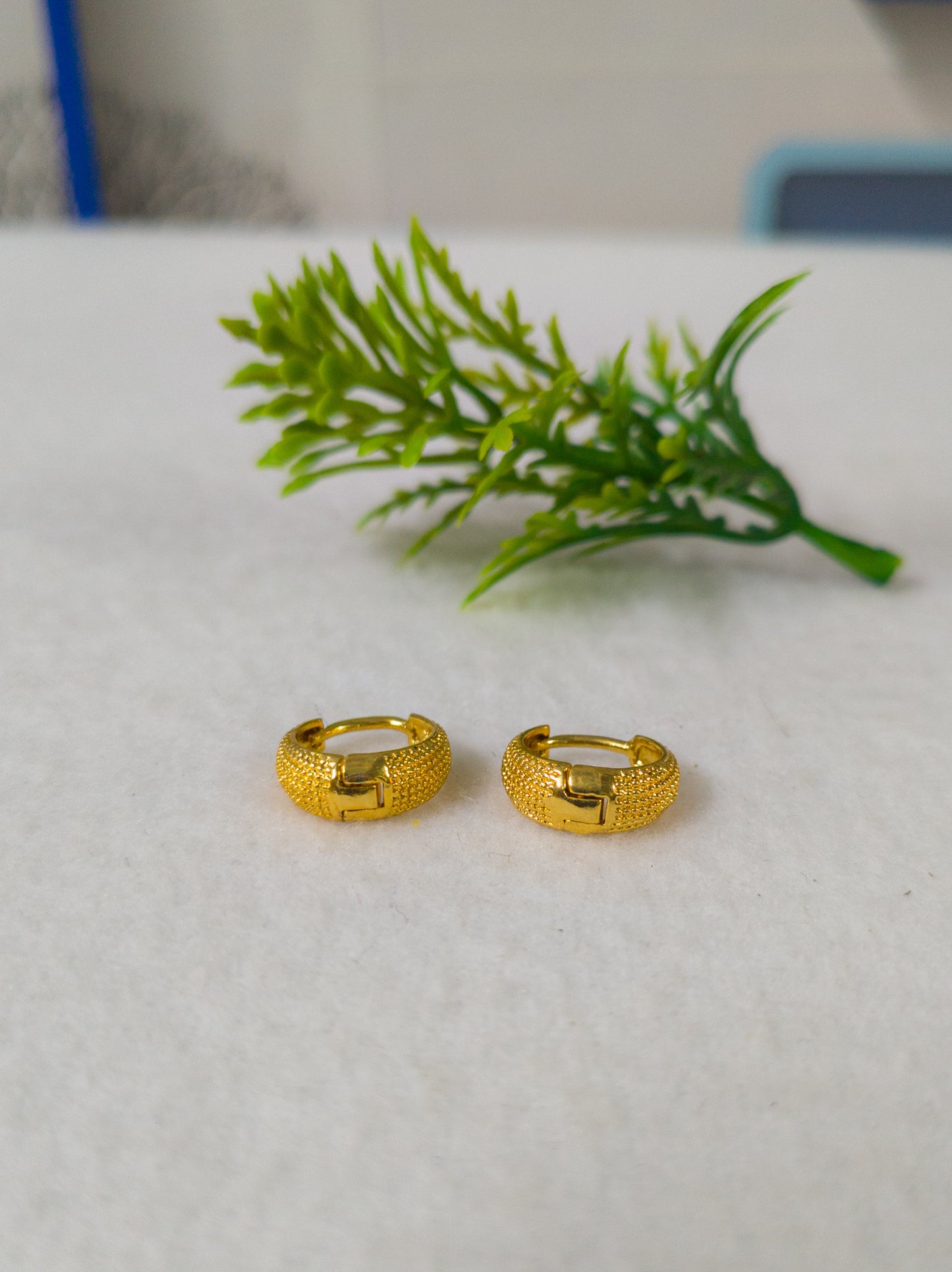 Gold Plated Dotted pattern Earrings