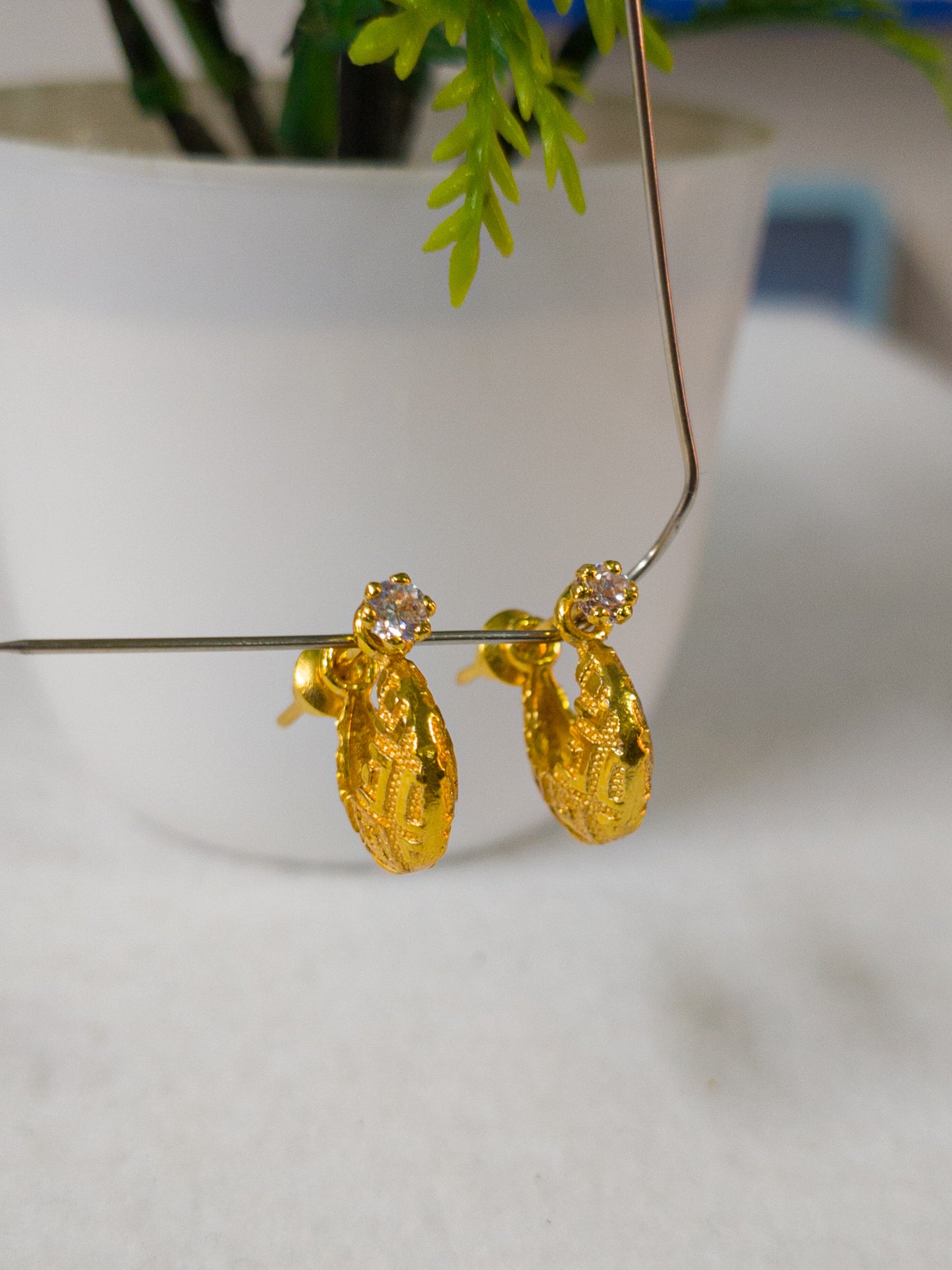 Gold Plated American Diamond Hoop Earrings