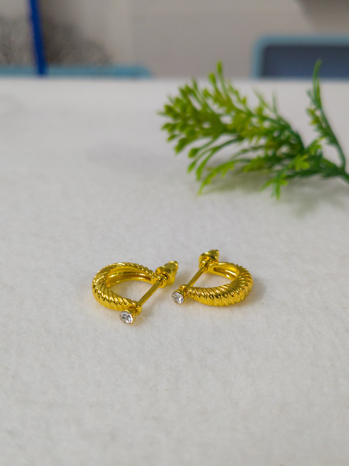 Gold Plated Korean Style earrings with American Diamond