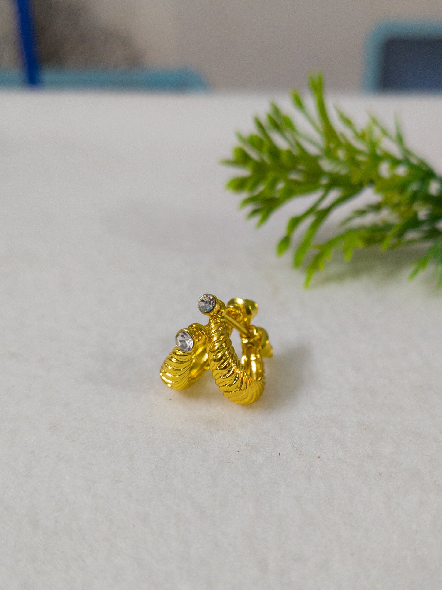 Gold Plated Korean Style earrings with American Diamond