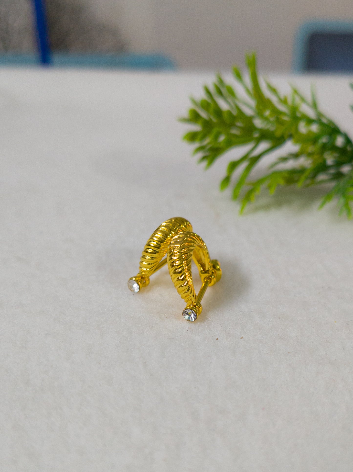 Gold Plated Korean Style earrings with American Diamond