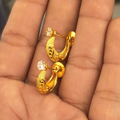 One Gram Gold Plated Murki earrings with premium diamond.
