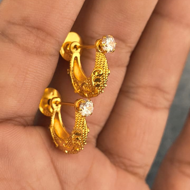 One Gram Gold Plated Murki earrings with premium diamond.