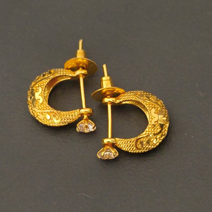 One Gram Gold Plated Murki earrings with premium diamond.
