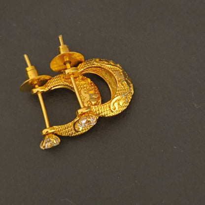 One Gram Gold Plated Murki earrings with premium diamond.