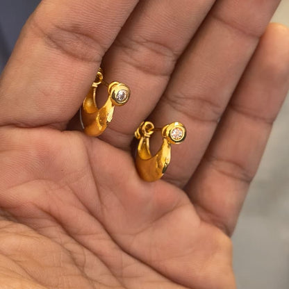 One Gram Gold Plated Moon Shining with American Diamond Earring.